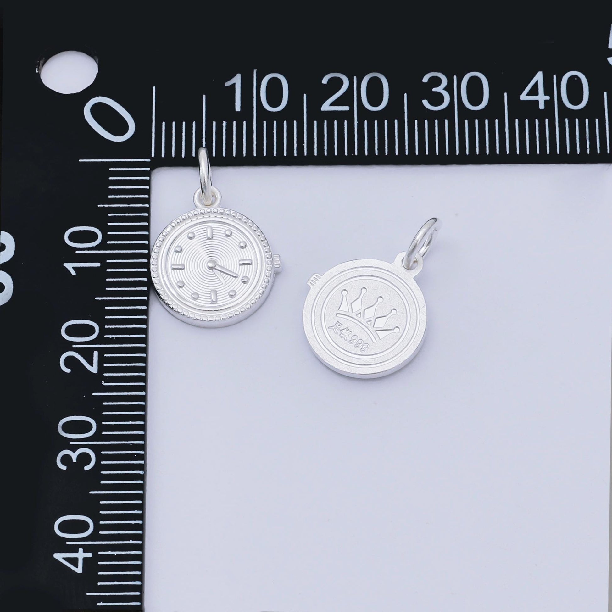 Sterling silver s925 mini Clock charm dainty Watch charm style | SL-653