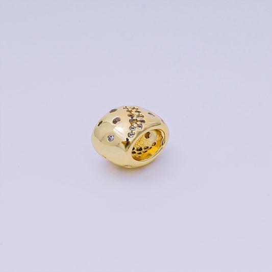 Oval gold Star spacer beads for beaded bracelet jewelry charms Celestial cz rondelle bead spacer bead size 7.5x11mm bead Large Hole B-927