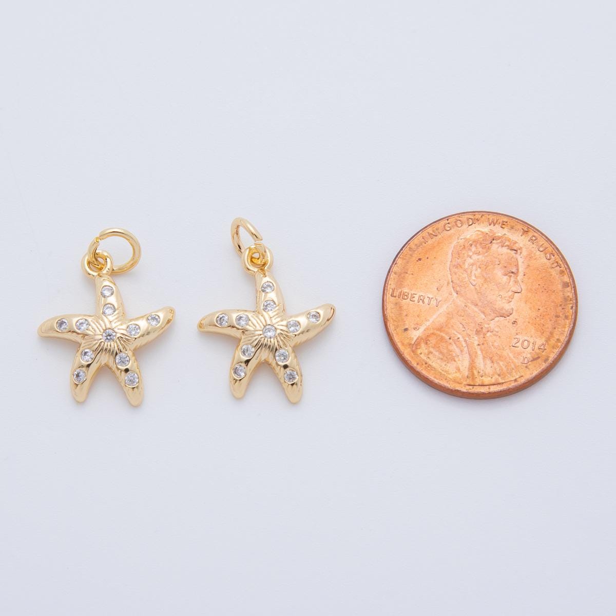 18K Gold Filled Star Fish Charm Pendant Ocean Sea Life Beach CZ Charm Bracelet Necklace for DIY Jewelry Making Supply AF-802