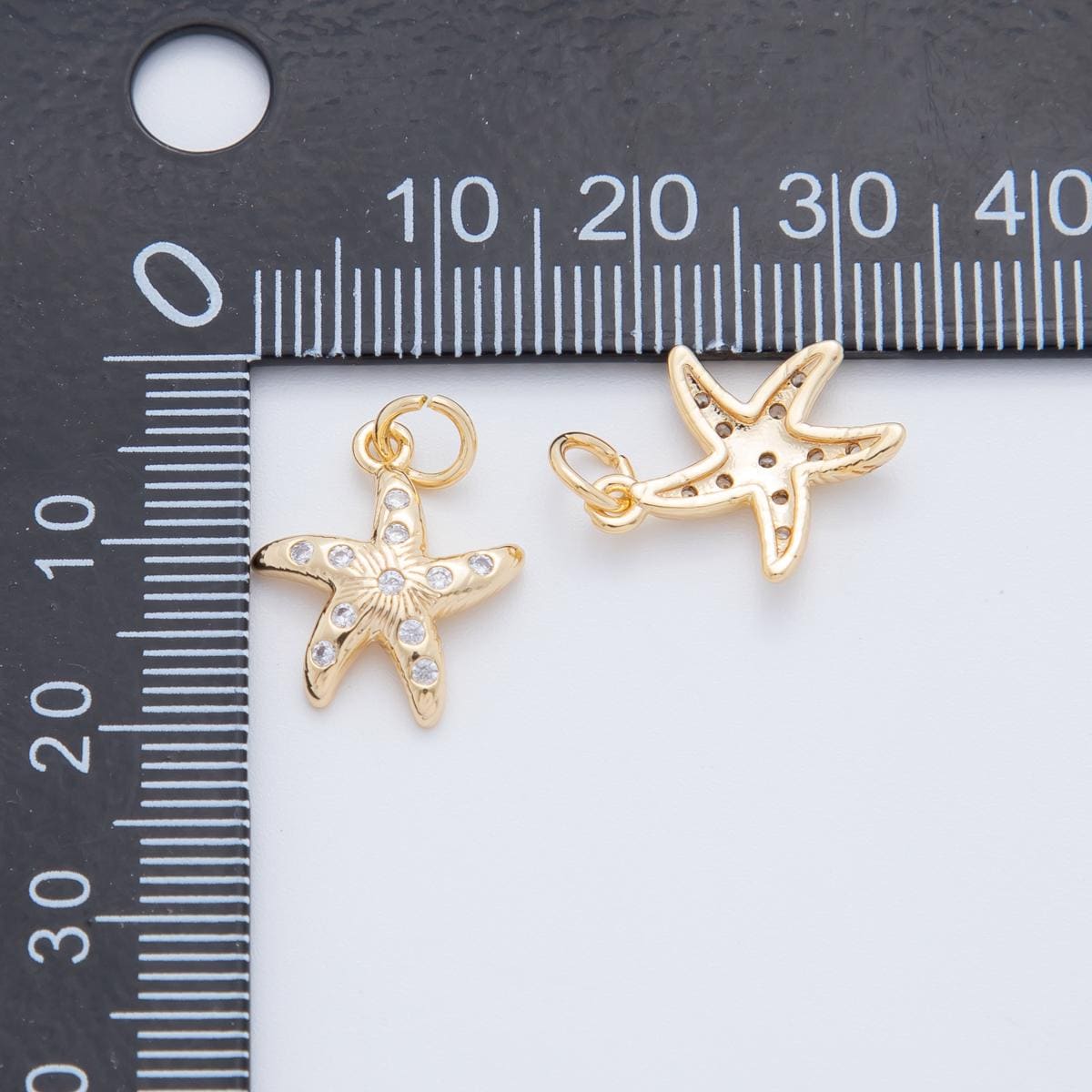 18K Gold Filled Star Fish Charm Pendant Ocean Sea Life Beach CZ Charm Bracelet Necklace for DIY Jewelry Making Supply AF-802