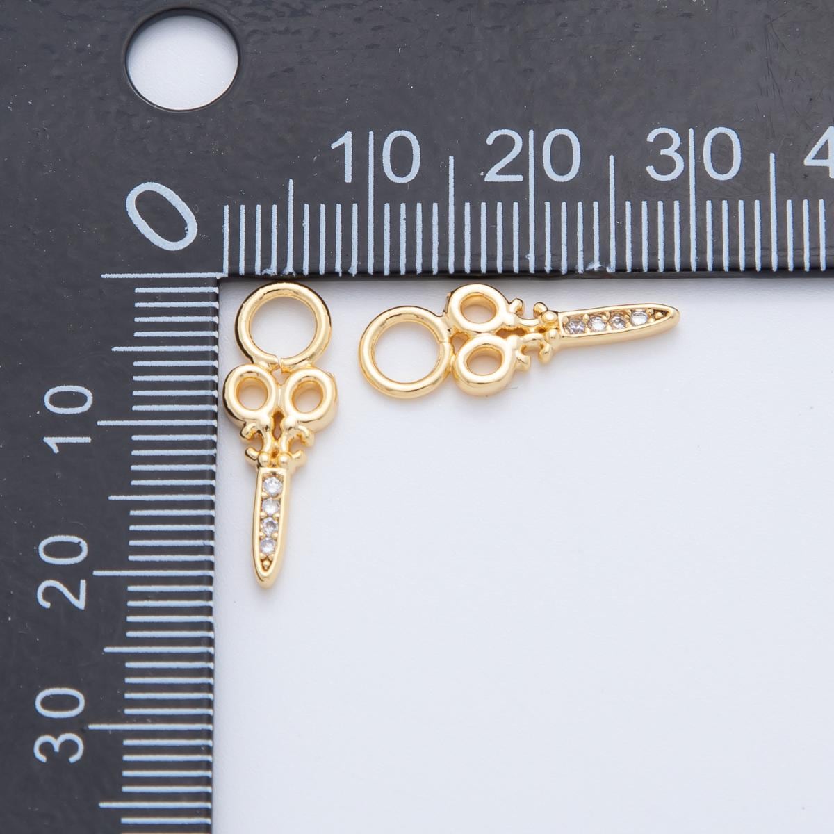 18K Gold Filled Micro Paved Scissors Add-On Drop Earring Charm | AF736