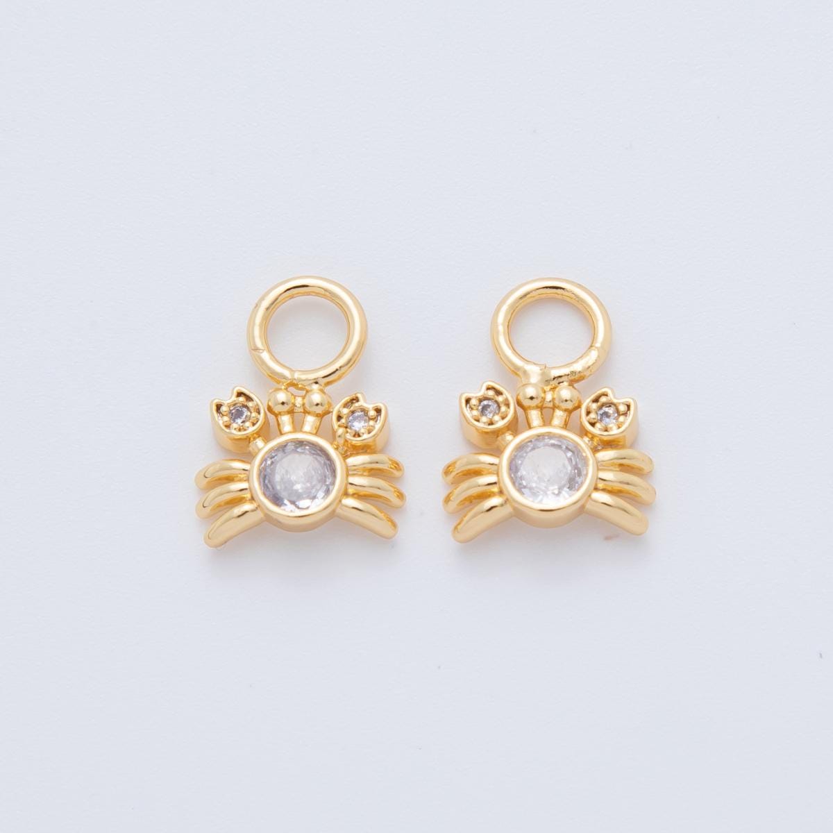 18K Gold Filled CZ Crab Crustacean Add-On Drop Earring Charm | AF738