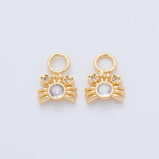 18K Gold Filled CZ Crab Crustacean Add-On Drop Earring Charm | AF738