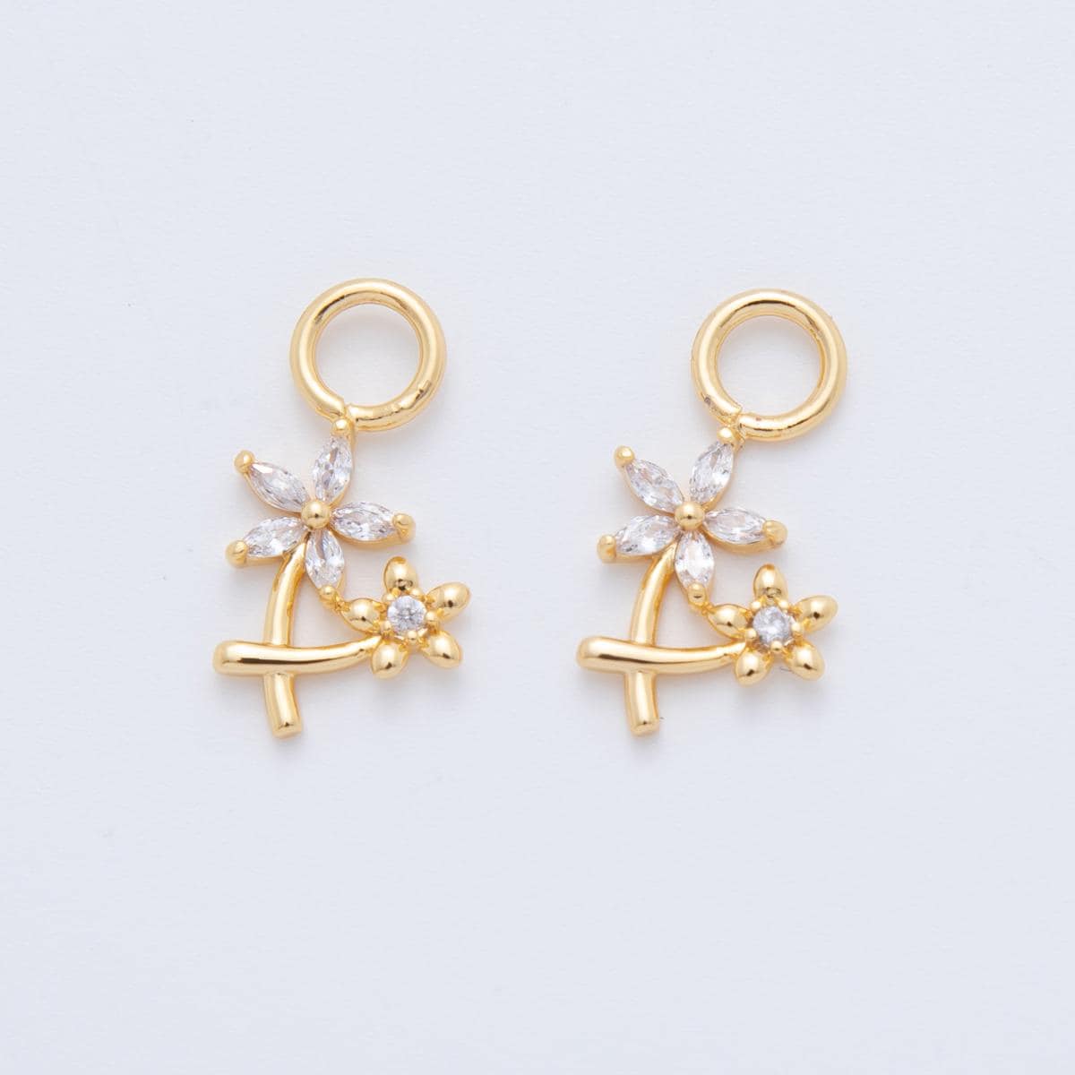 18K Gold Filled CZ Daisy Flower Add-On Drop Earring Charm | AF739