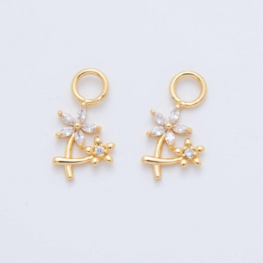 18K Gold Filled CZ Daisy Flower Add-On Drop Earring Charm | AF739