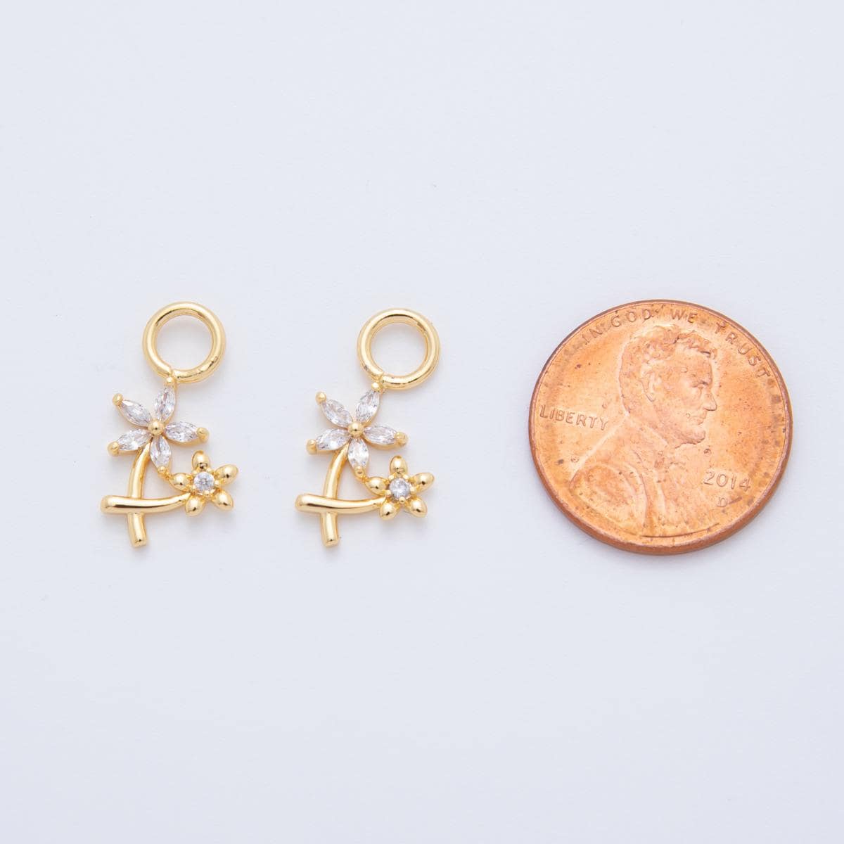 18K Gold Filled CZ Daisy Flower Add-On Drop Earring Charm | AF739