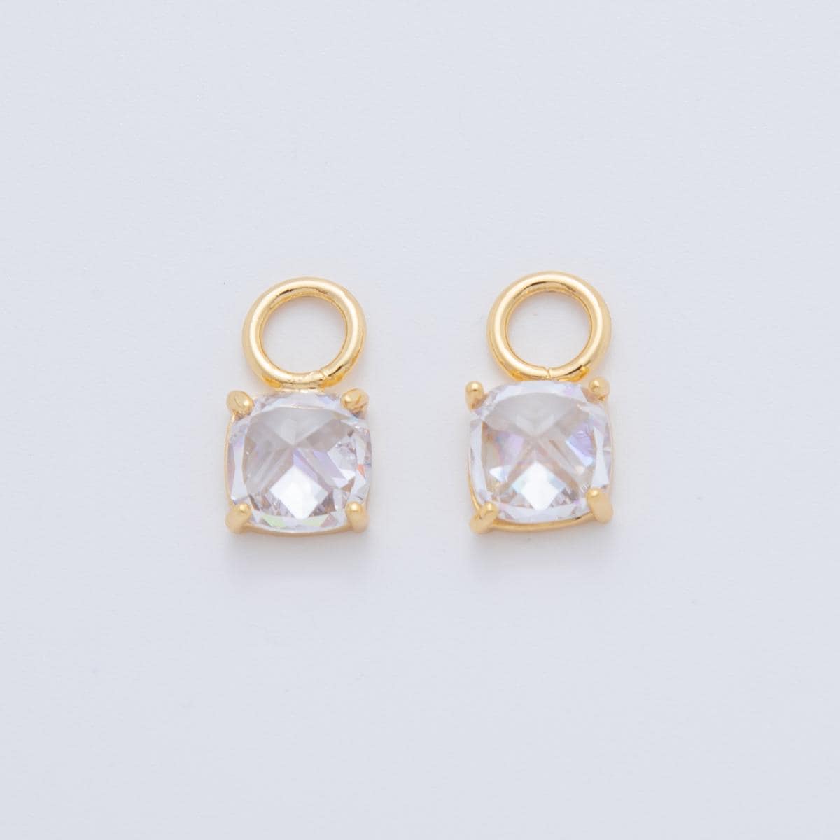 18K Gold Filled Multifaceted Round CZ Add-On Drop Earring Charm | AF740