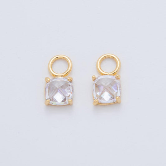 18K Gold Filled Multifaceted Round CZ Add-On Drop Earring Charm | AF740
