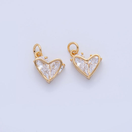 18K Gold Filled Heart charms Tiny Love Charm Pendant CZ Charm Bracelet Necklace for Jewelry Making Supply AF-809