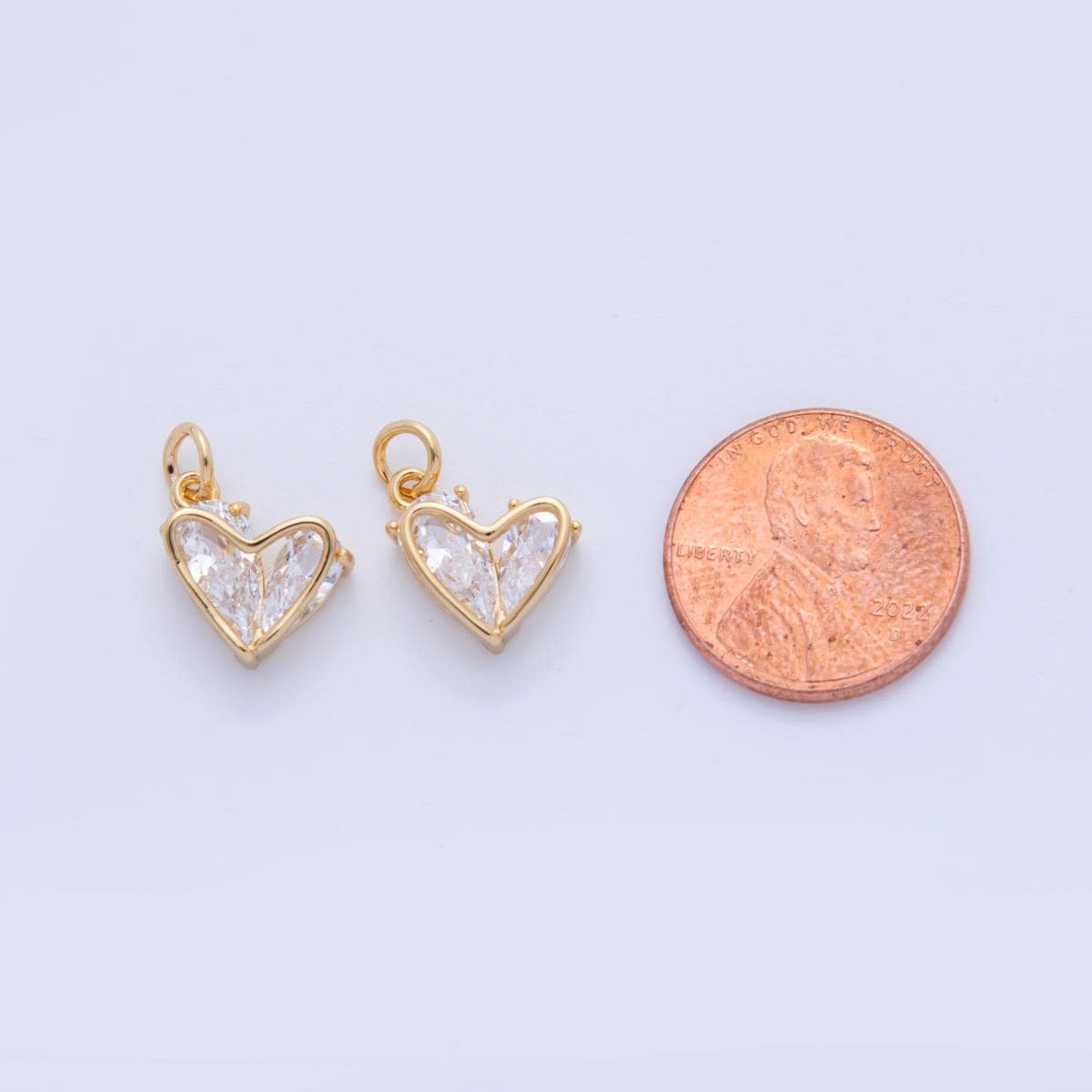 18K Gold Filled Heart charms Tiny Love Charm Pendant CZ Charm Bracelet Necklace for Jewelry Making Supply AF-809