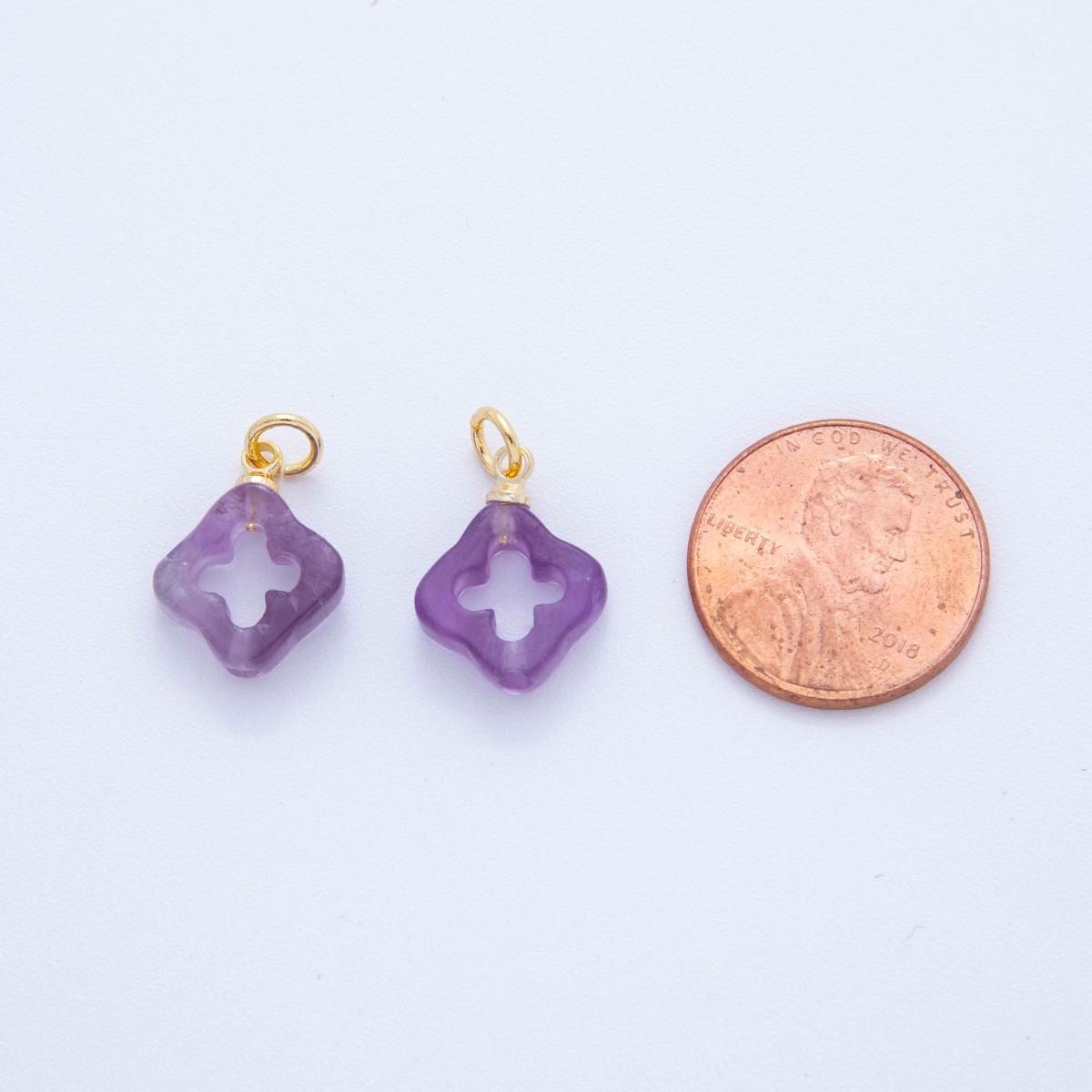 Mini Multicolor Gemstone Clover Charms 18k Gold Filled Lucky Pendant for DIY Earrings, Necklaces Bracelet Jewelry Making AF-786