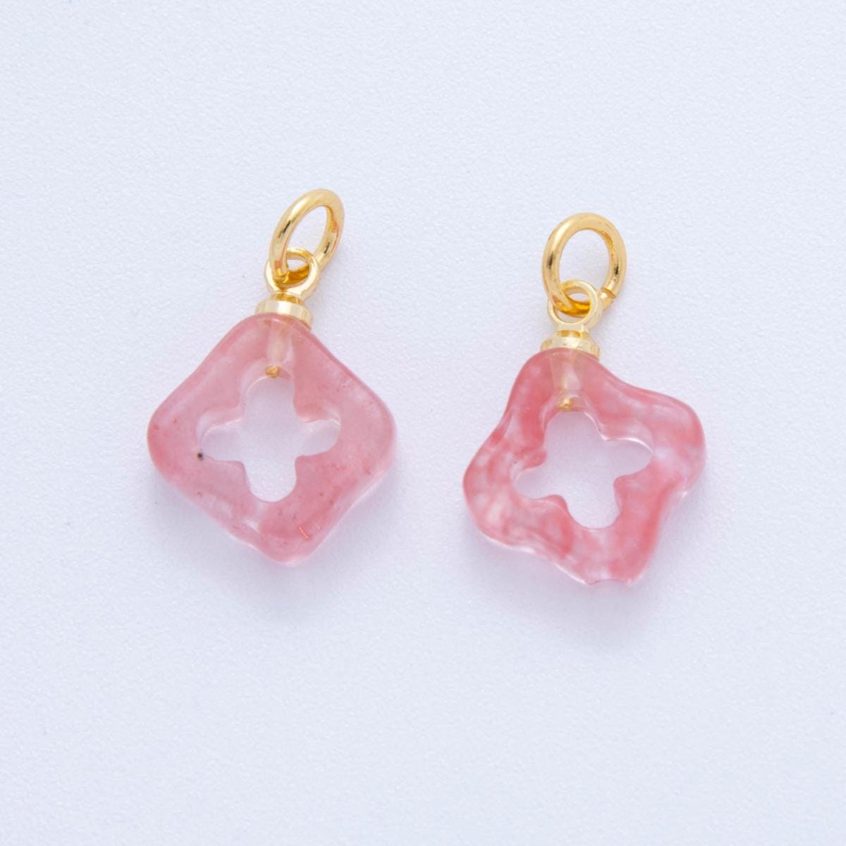 Mini Multicolor Gemstone Clover Charms 18k Gold Filled Lucky Pendant for DIY Earrings, Necklaces Bracelet Jewelry Making AF-786