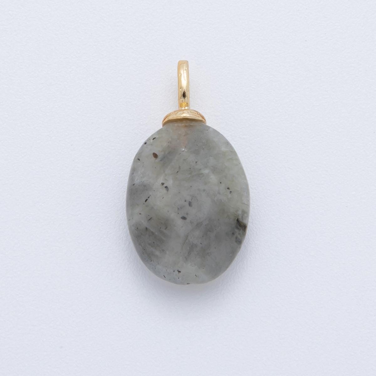 Natural Gemstone Faceted Oval Charms 18k Gold Filled Mixed Stone Gold Bail Charm for DIY Necklaces Jewelry Making AF-98