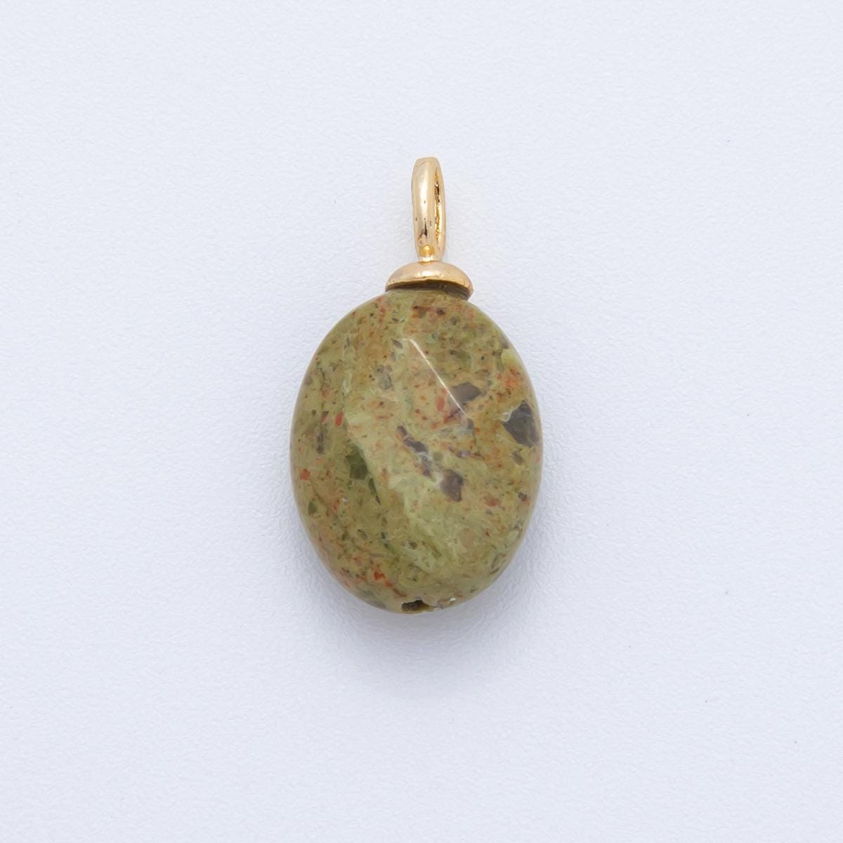Natural Gemstone Faceted Oval Charms 18k Gold Filled Mixed Stone Gold Bail Charm for DIY Necklaces Jewelry Making AF-98