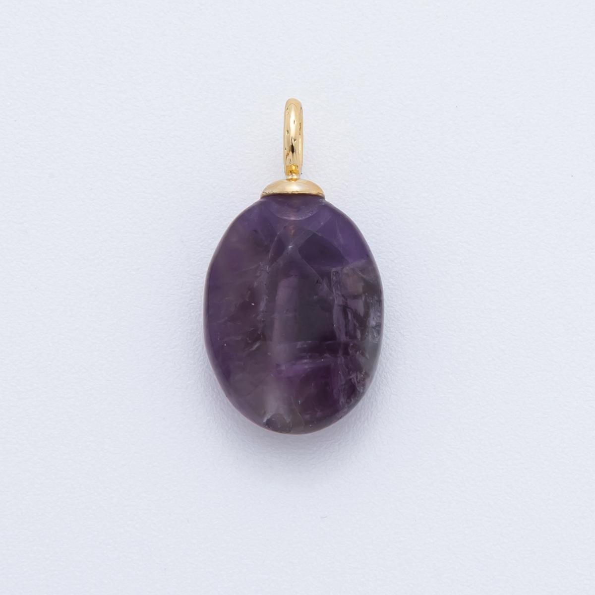 Natural Gemstone Faceted Oval Charms 18k Gold Filled Mixed Stone Gold Bail Charm for DIY Necklaces Jewelry Making AF-98