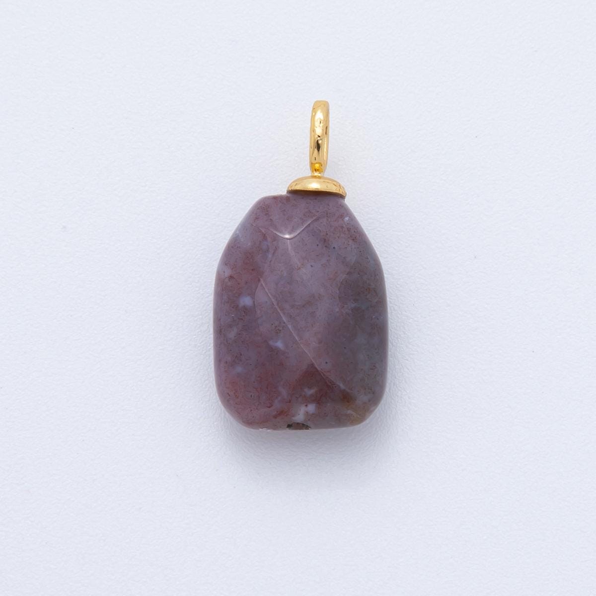 Natural Gemstone Faceted Irregular Rectangular Charms 18k Gold Filled Mixed Stone Gold Bail Charm for DIY Necklaces Jewelry Making AF-794