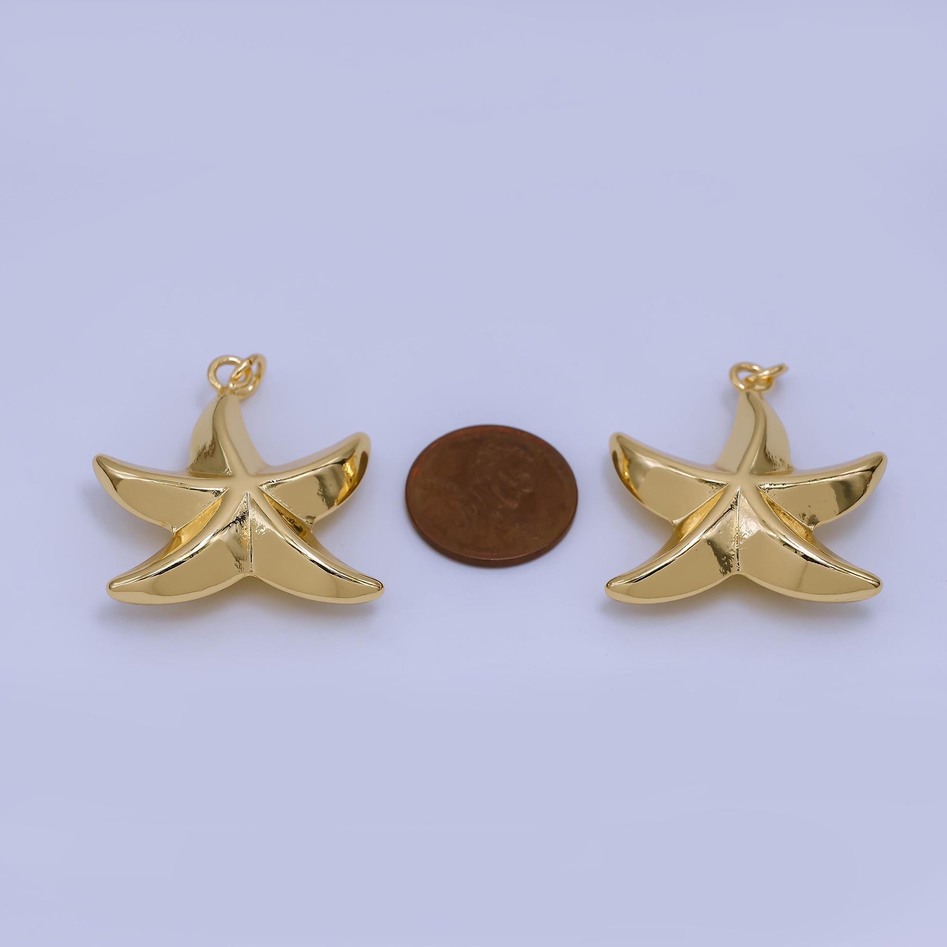 Star fish 24k Gold Filled sea star cluster charm Beach Under The Sea animal pendant AH-548