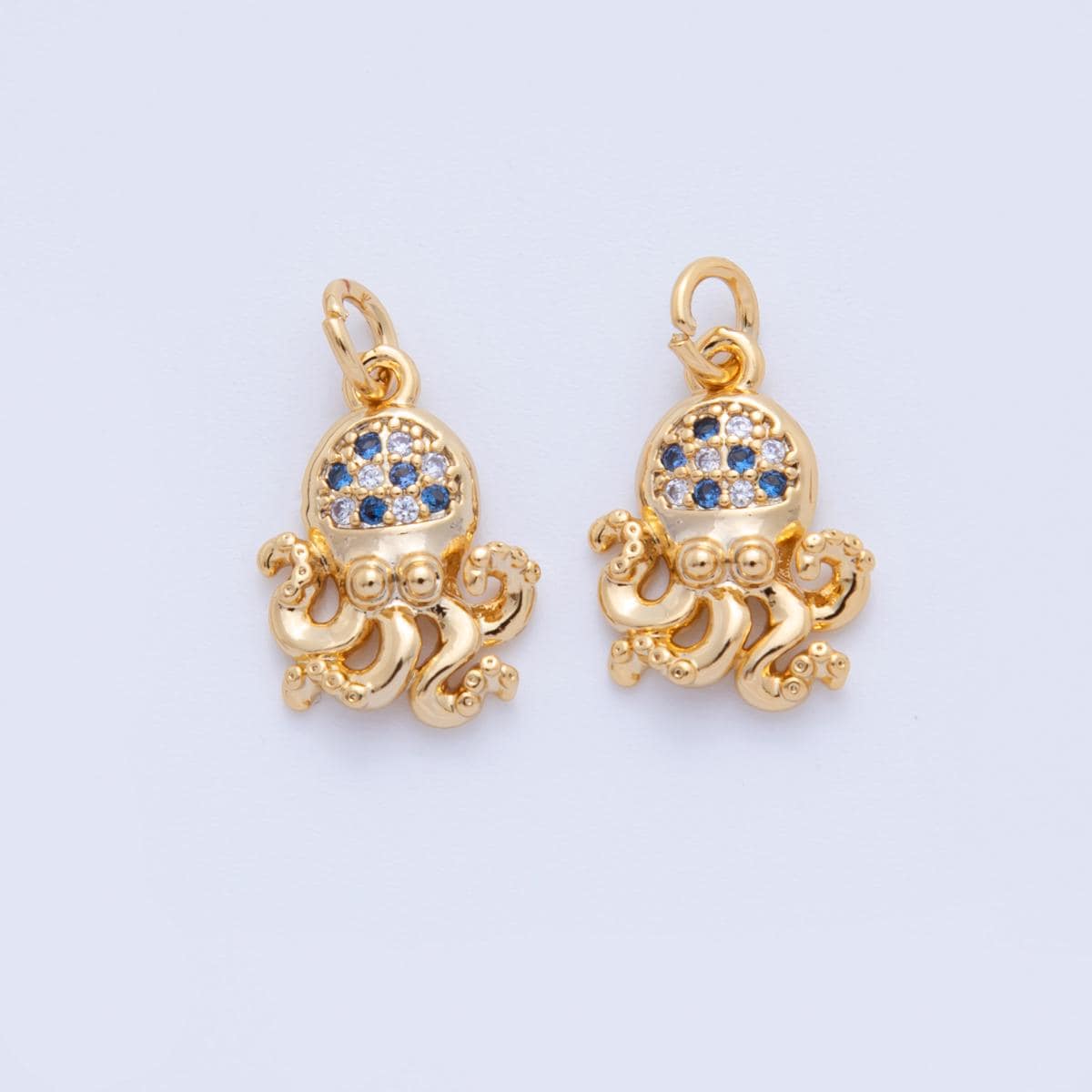 18K Gold Filled Octopus charms Tiny Under the Sea Ocean Animal Charm Pendant CZ Charm Bracelet Necklace for Jewelry Making Supply AF-811