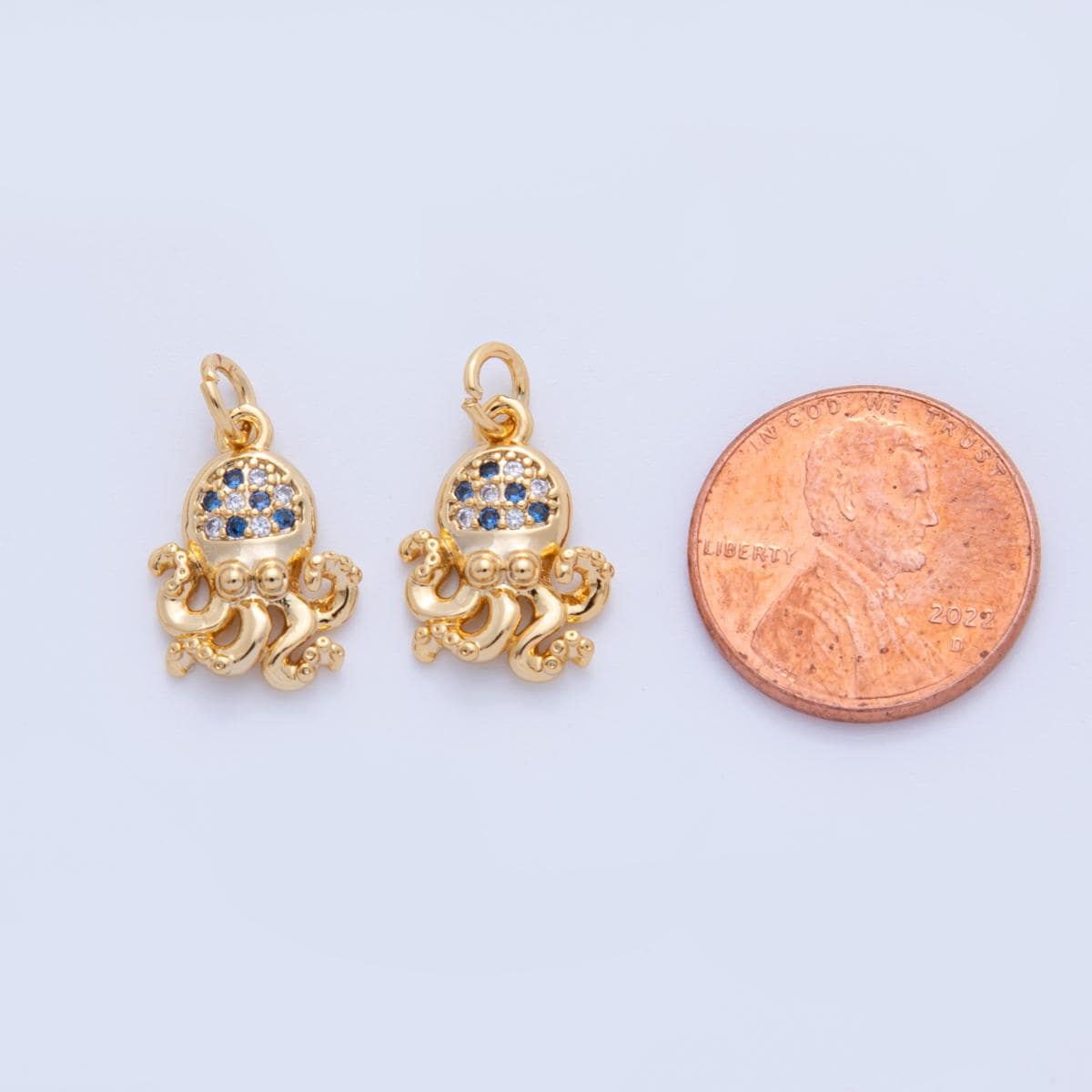 18K Gold Filled Octopus charms Tiny Under the Sea Ocean Animal Charm Pendant CZ Charm Bracelet Necklace for Jewelry Making Supply AF-811