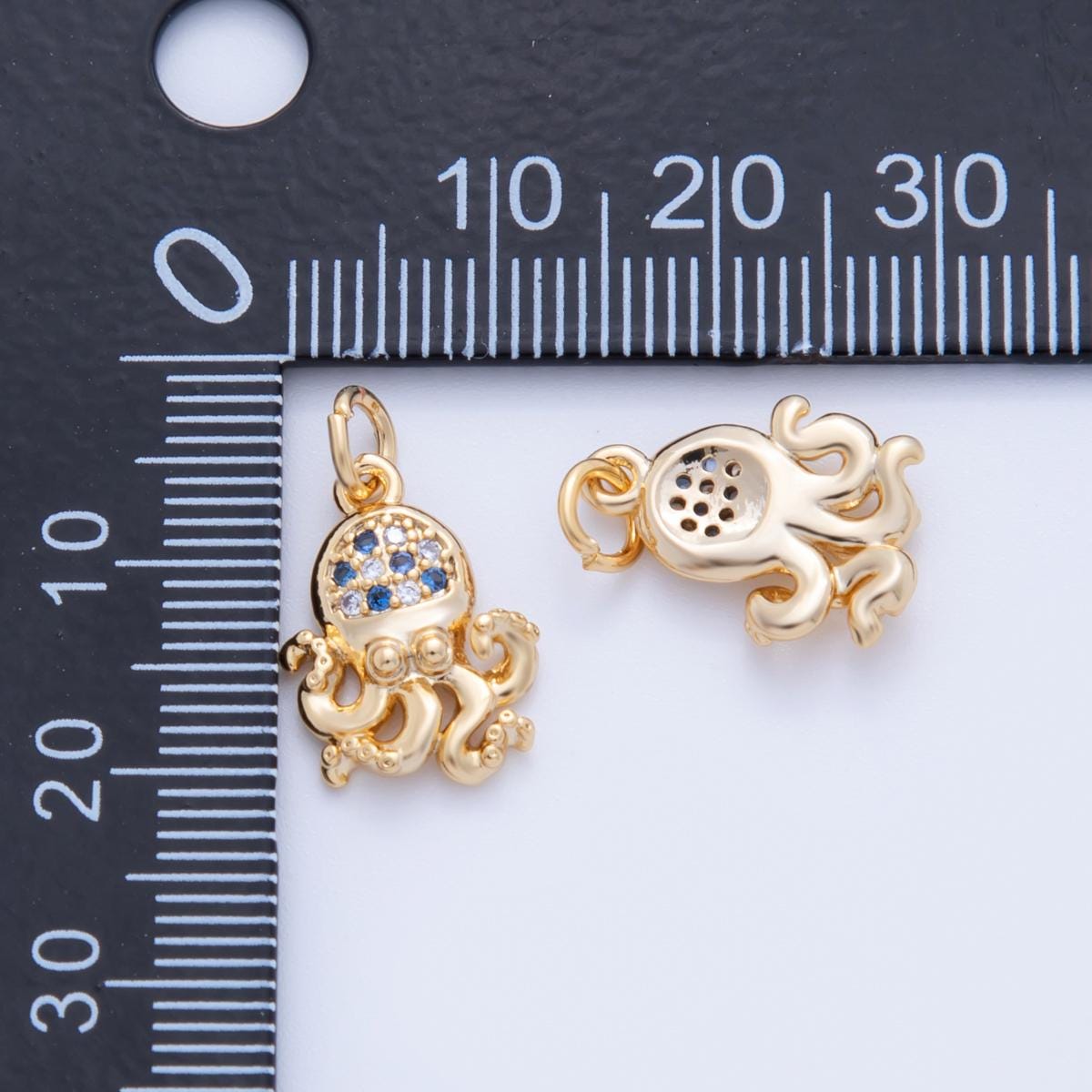 18K Gold Filled Octopus charms Tiny Under the Sea Ocean Animal Charm Pendant CZ Charm Bracelet Necklace for Jewelry Making Supply AF-811