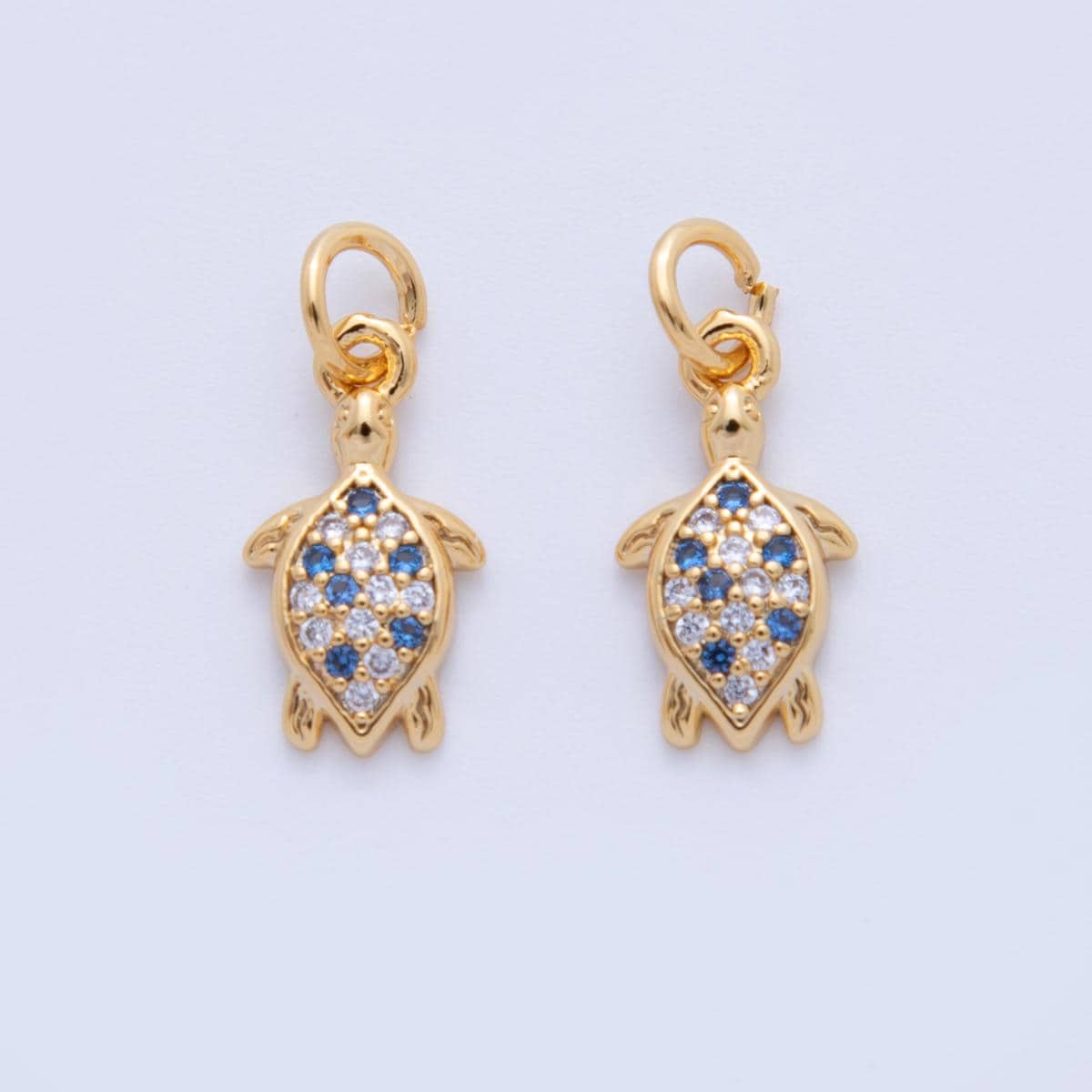 18K Gold Filled Turtle charms Tiny Under the Sea Ocean Beach Animal Charm Pendant CZ Charm Bracelet Necklace for Jewelry Making AF-814
