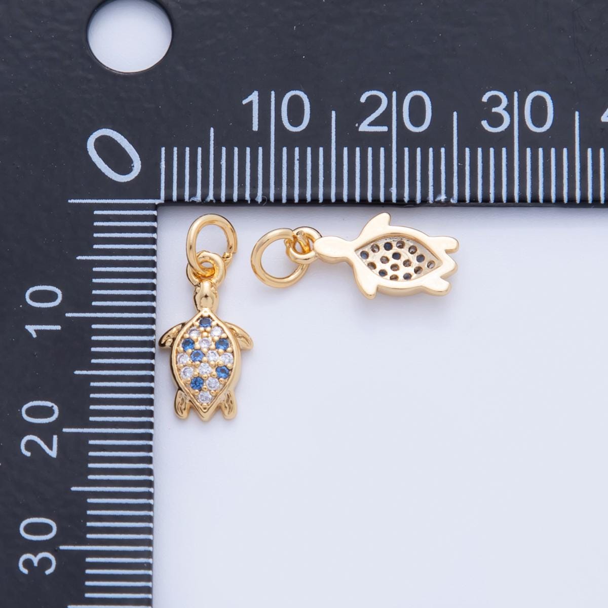 18K Gold Filled Turtle charms Tiny Under the Sea Ocean Beach Animal Charm Pendant CZ Charm Bracelet Necklace for Jewelry Making AF-814