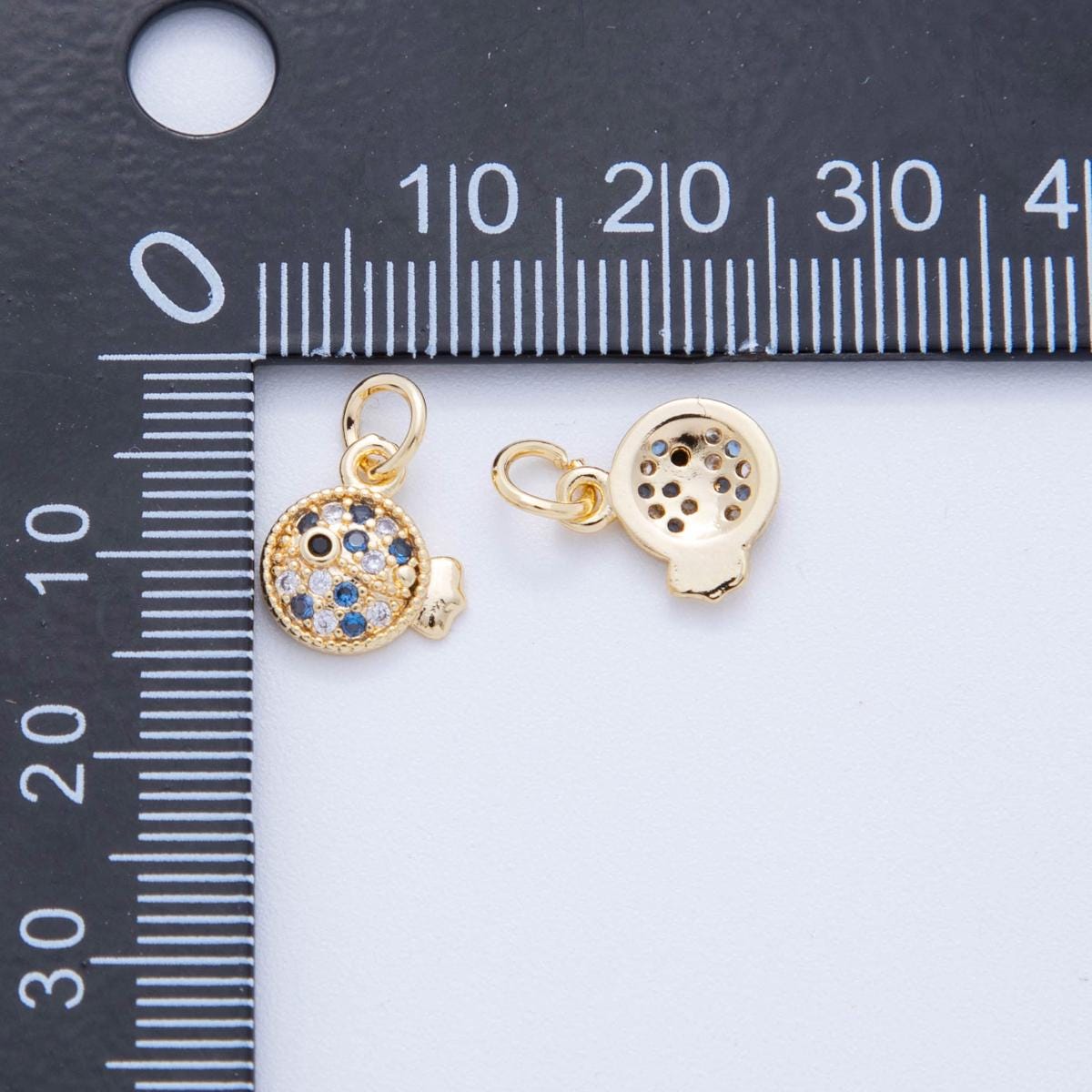 18K Gold Filled Fish charms Tiny Under the Sea Ocean Beach Animal Charm Pendant CZ Charm Bracelet Necklace for Jewelry Making Supply AF-816