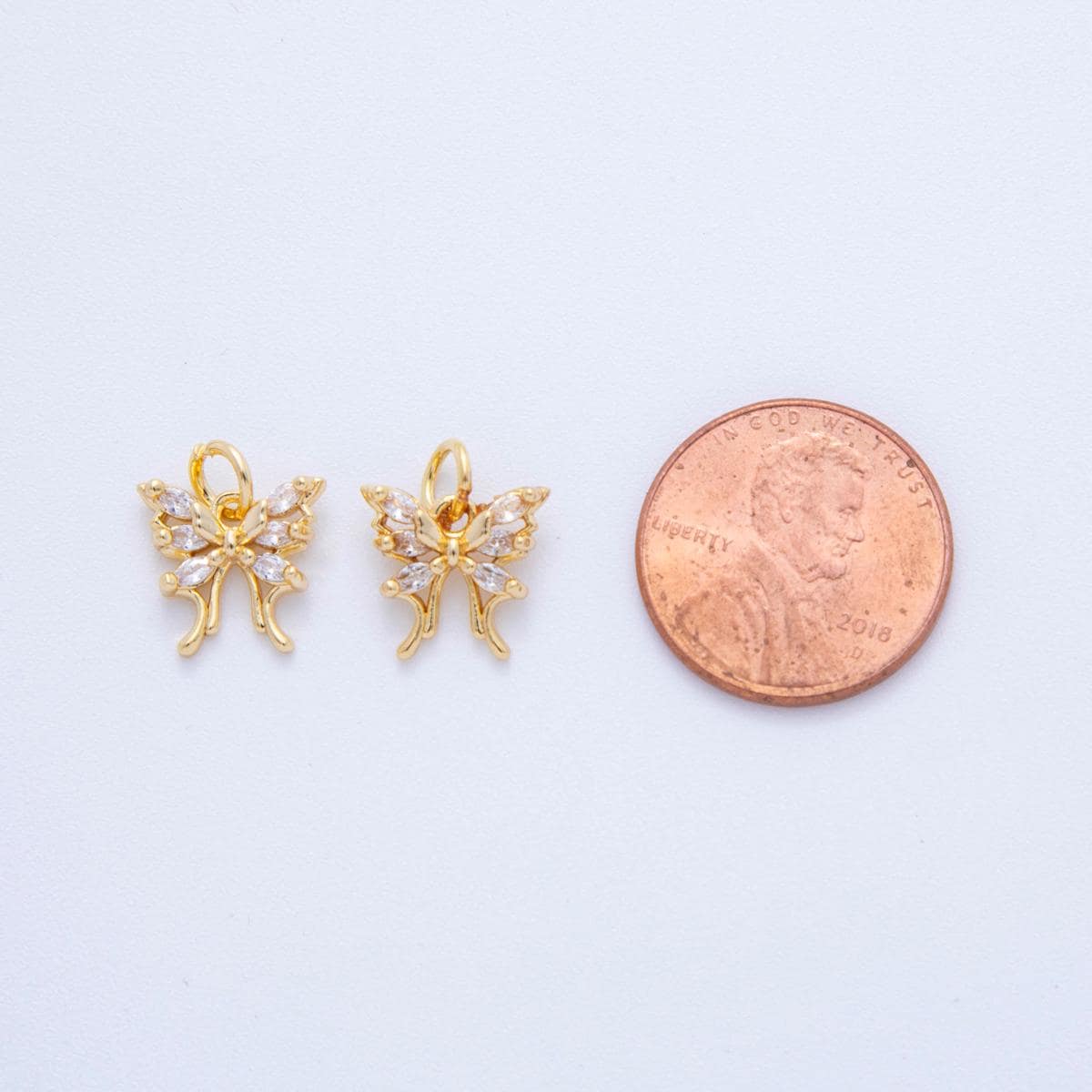 18K Gold Filled Butterfly charms Mariposa Insect Animal Charm Pendant CZ Charm Bracelet Necklace for Jewelry Making Supply AF-818