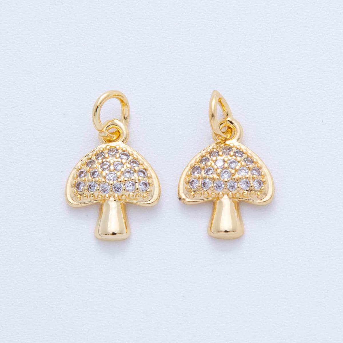 18K Gold Filled Mushroom charms Fantasy Shroomie Cute Mushroom Charm Pendant CZ Charm Bracelet Necklace for Jewelry Making Supply AF-820