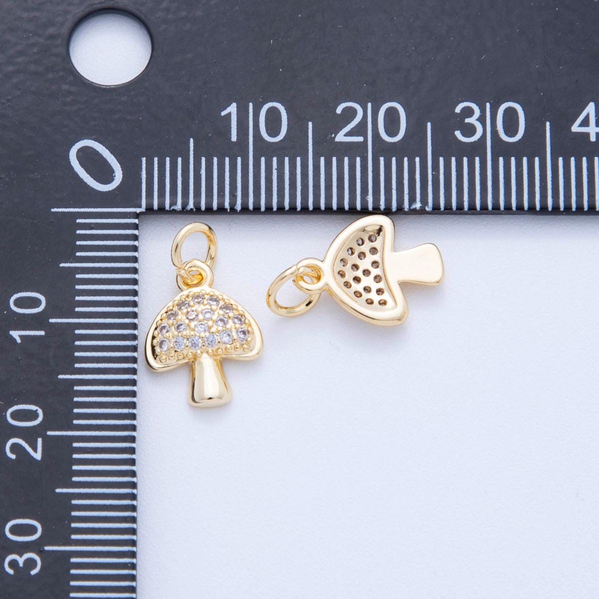 18K Gold Filled Mushroom charms Fantasy Shroomie Cute Mushroom Charm Pendant CZ Charm Bracelet Necklace for Jewelry Making Supply AF-820