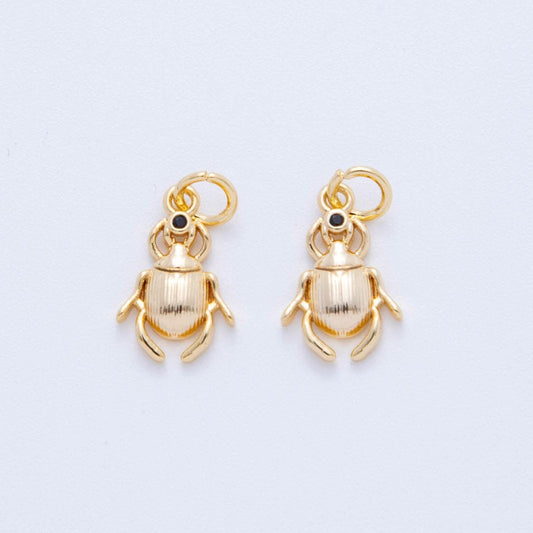 18K Gold Filled Beetle Pendant Mini Insect Charm Bracelet Necklace for DIY Jewelry Making Supply AF-821