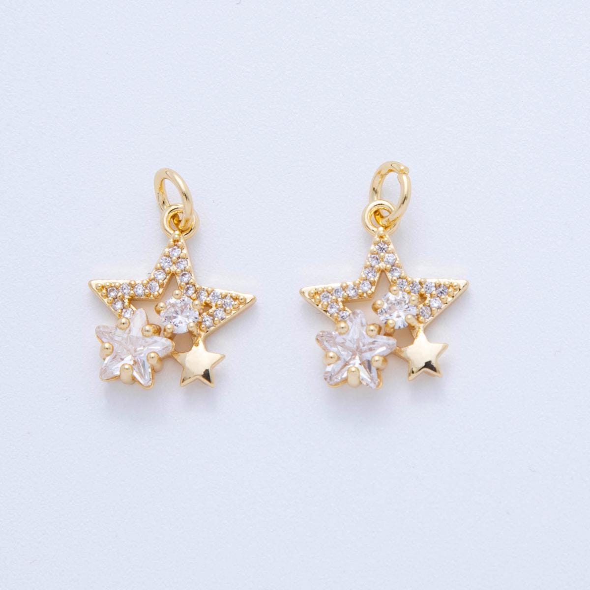 18K Gold Filled Star Pendant Mini Celestial Charm Bracelet Necklace for DIY Jewelry Making Supply AF-824
