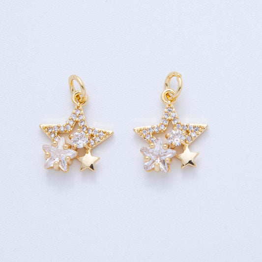 18K Gold Filled Star Pendant Mini Celestial Charm Bracelet Necklace for DIY Jewelry Making Supply AF-824