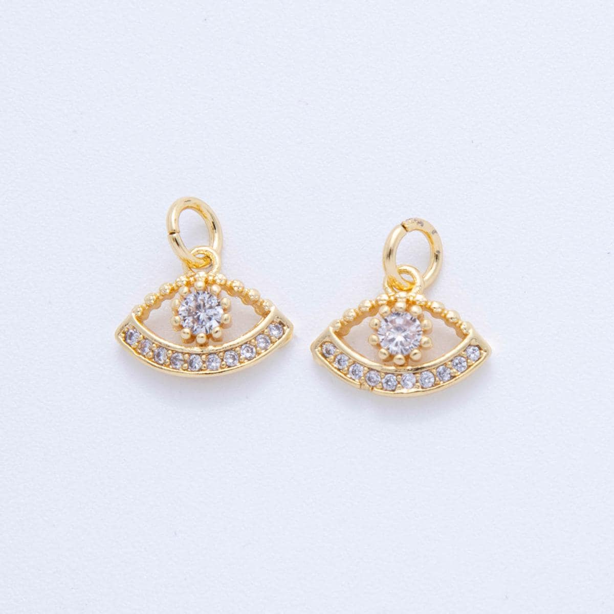 18K Gold Filled Evil Eye Pendant Mini Eye Cz Rectangle Charm Bracelet Necklace for DIY Jewelry Making Supply AF-806