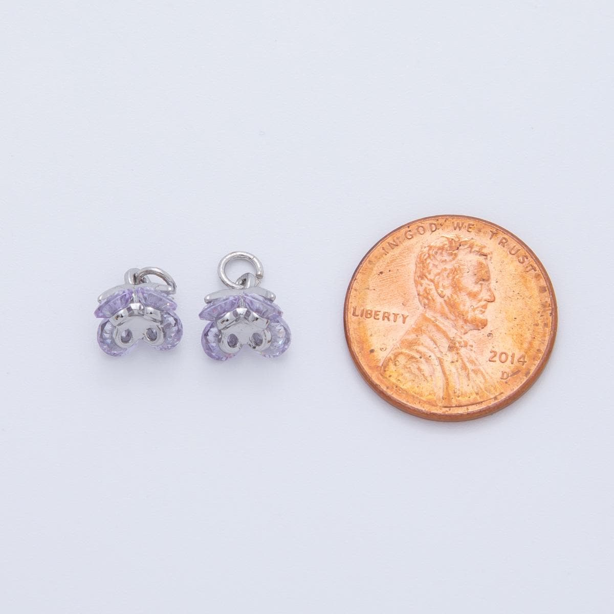 Silver CZ Purple Flower Pendant Mini Floral Charm Bracelet Necklace for DIY Jewelry Making Supply AF-825