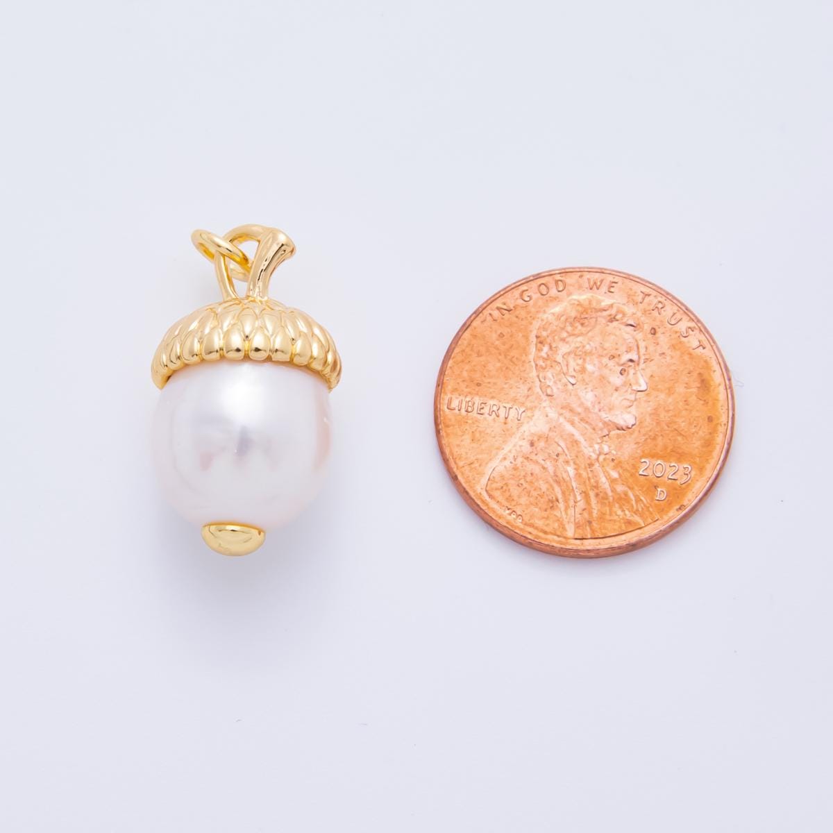 3D Dainty Pearl White Acorn Charm Wildlife Oak Tree Nut Pendant Fall Harvest Thanksgiving Jewelry Inspired AH-628