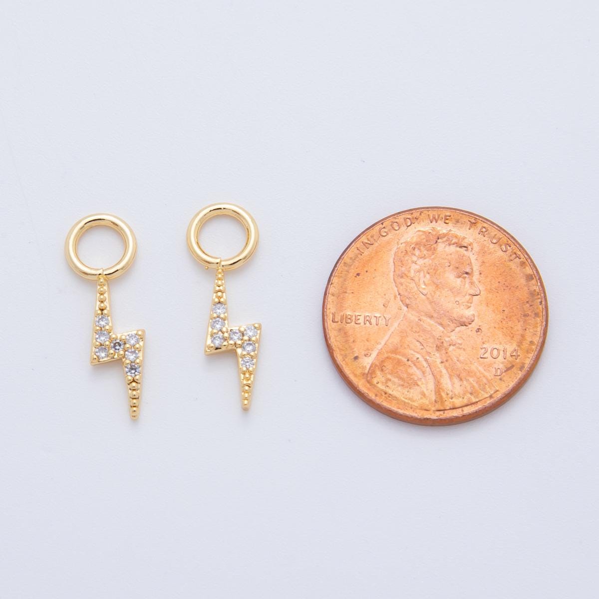 18K Gold Filled Micro Paved Thunder Lightning Bolt Add-On Drop Earring Charm | AF747