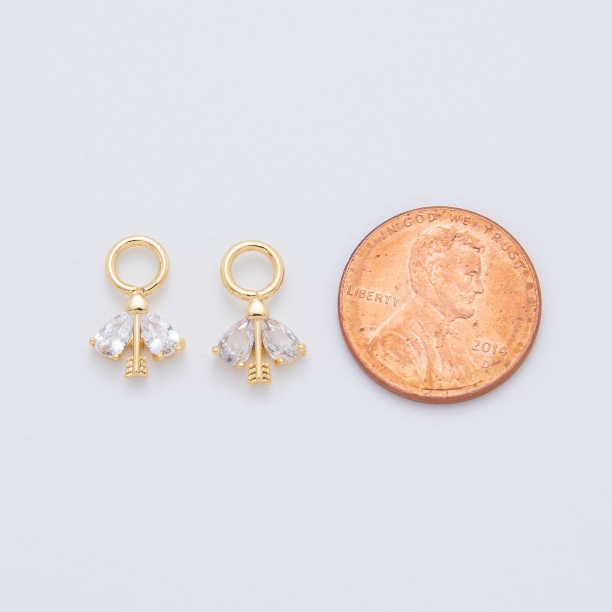 18K Gold Filled CZ Bee Insect Add-On Drop Earring Charm | AF749
