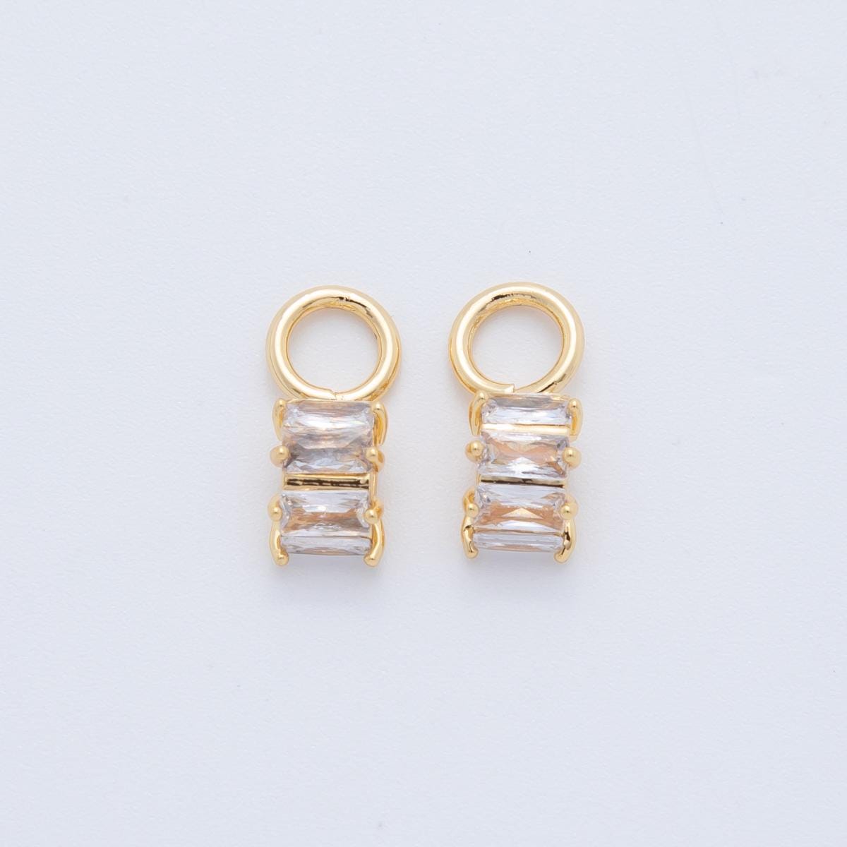 18K Gold Filled Double Baguette CZ Add-On Drop Earring Charm | AF751