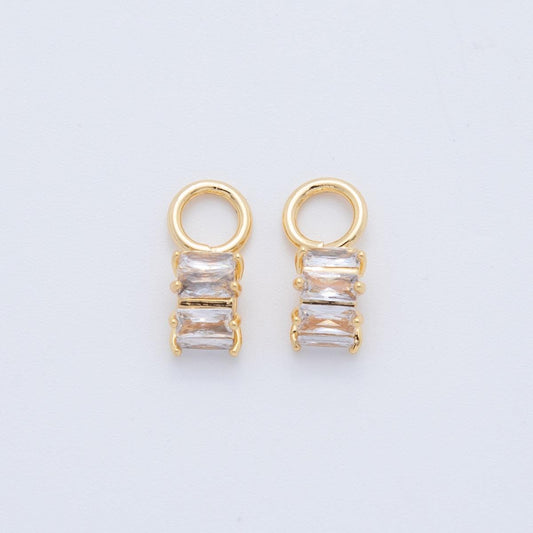 18K Gold Filled Double Baguette CZ Add-On Drop Earring Charm | AF751