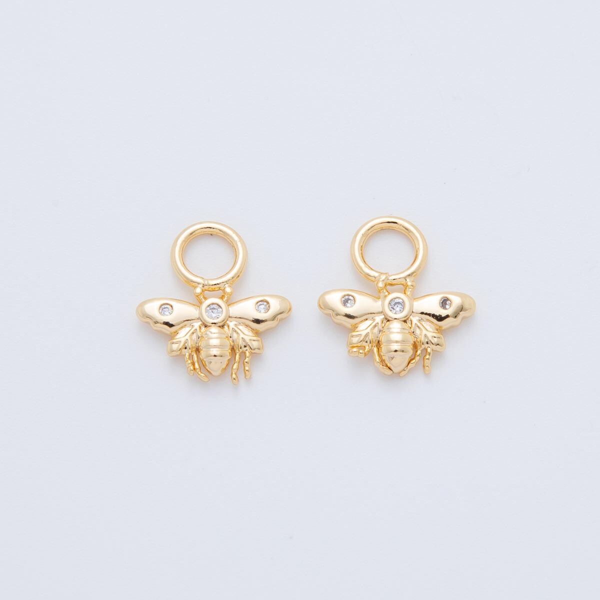 18K Gold Filled CZ Bumble Bee Insect Add-On Drop Earring Charm | AF752