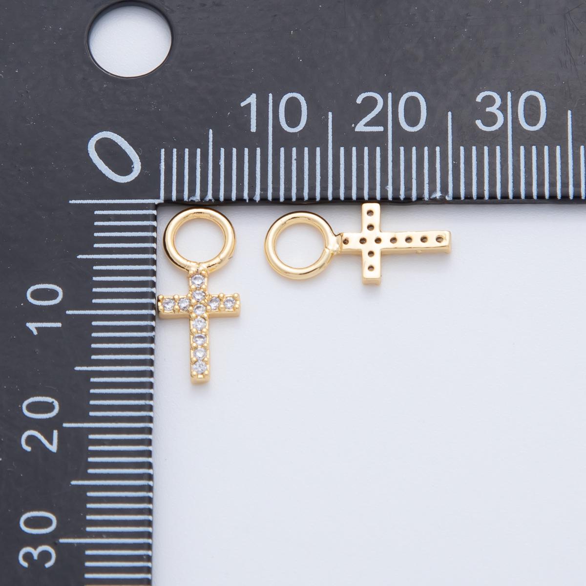18K Gold Filled Micro Paved Religious Cross Add-On Drop Earring Charm | AF753
