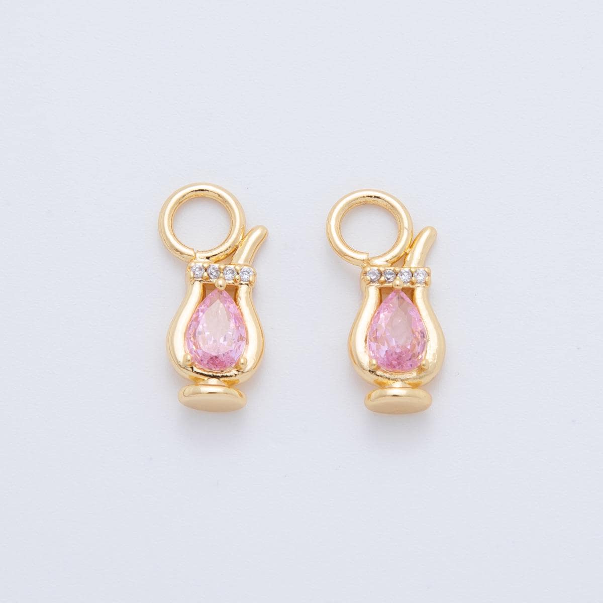 18K Gold Filled Pink CZ Jug Drink Add-On Drop Earring Charm | AF757