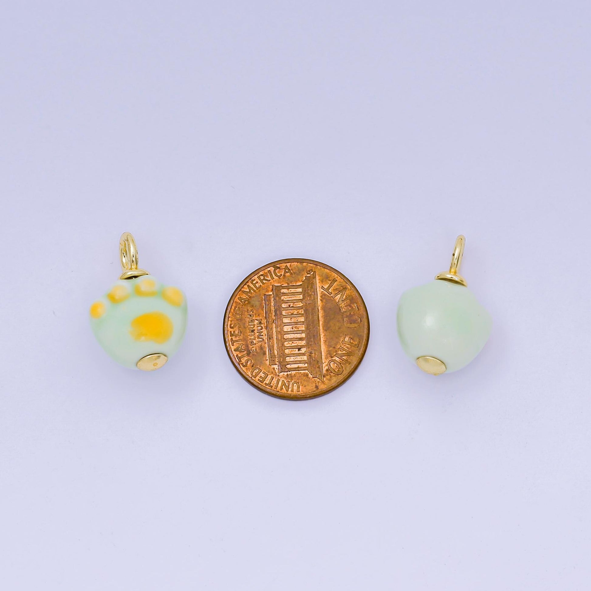 18K Gold Filled Ceramic Bear Paw Print Charm Drop Pendant | N-147