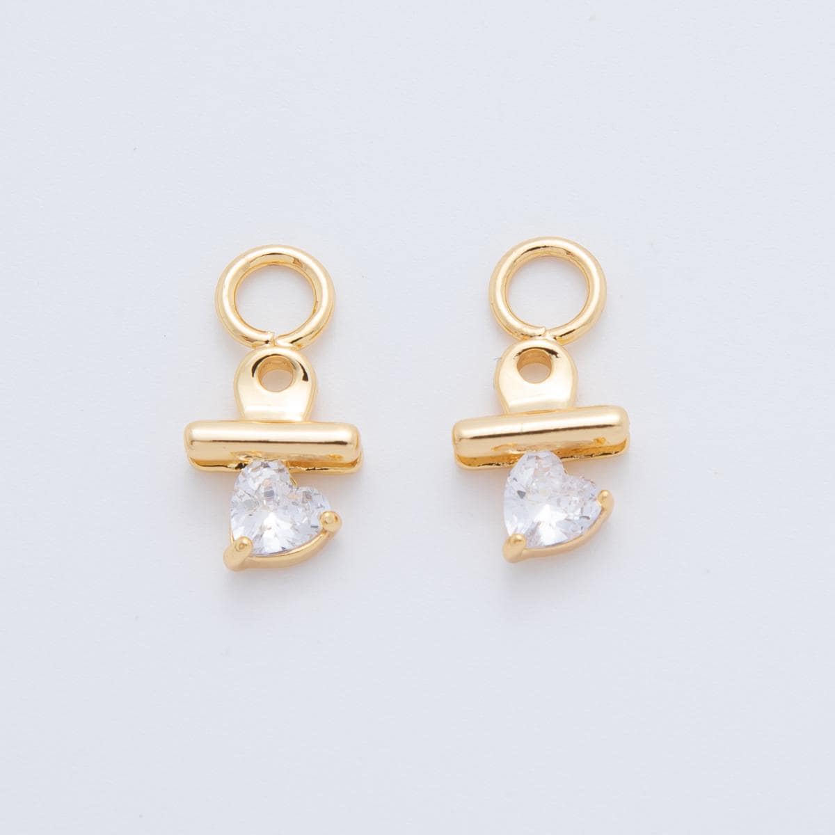 18K Gold Filled Clamped Heart CZ Add-On Drop Earring Charm | AF760