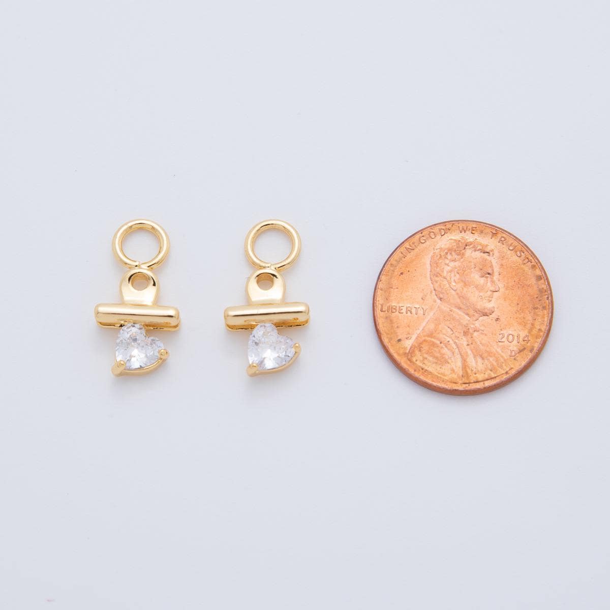 18K Gold Filled Clamped Heart CZ Add-On Drop Earring Charm | AF760