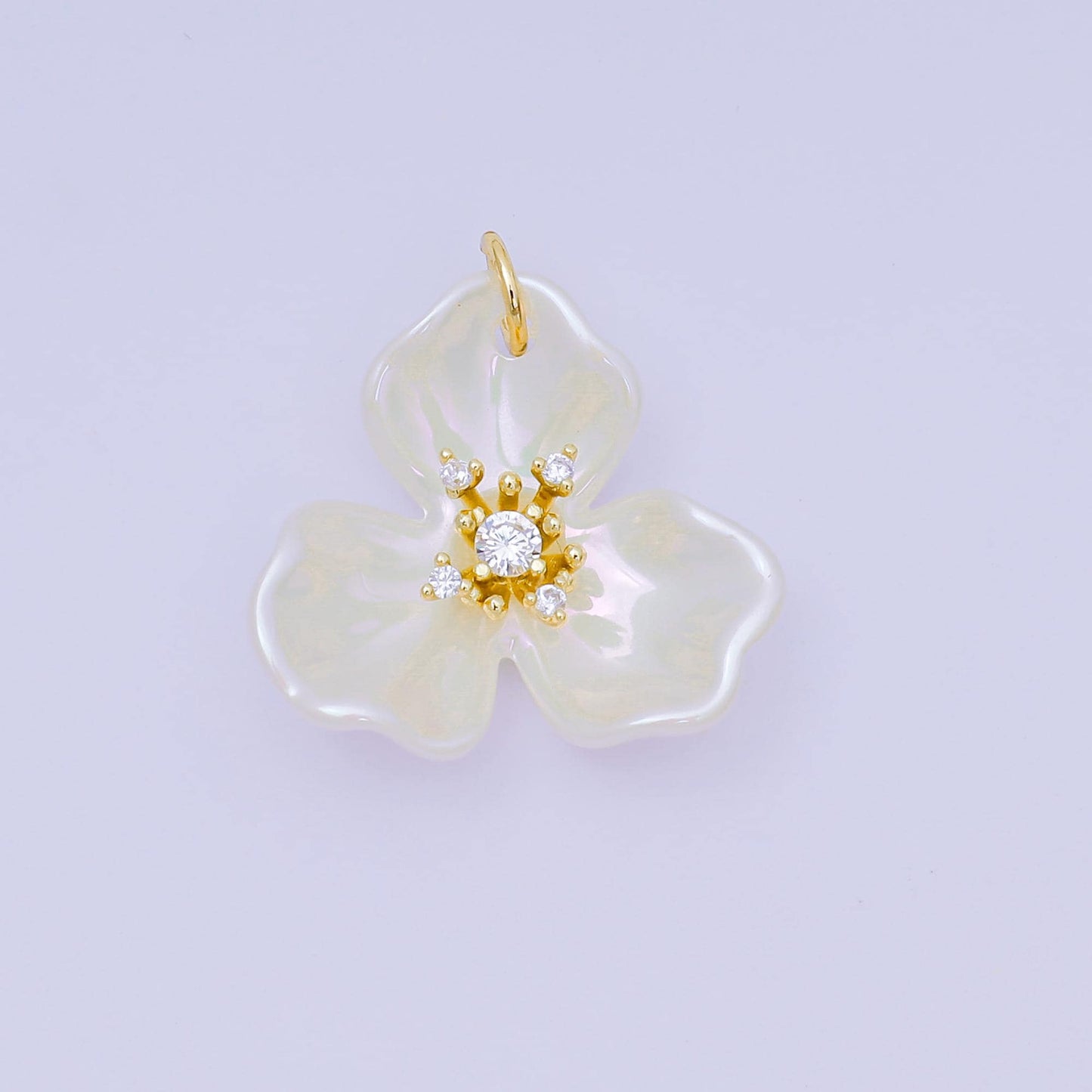 White Resin Flower Charm for Necklace Earring or DIY Jewelry Making N-151
