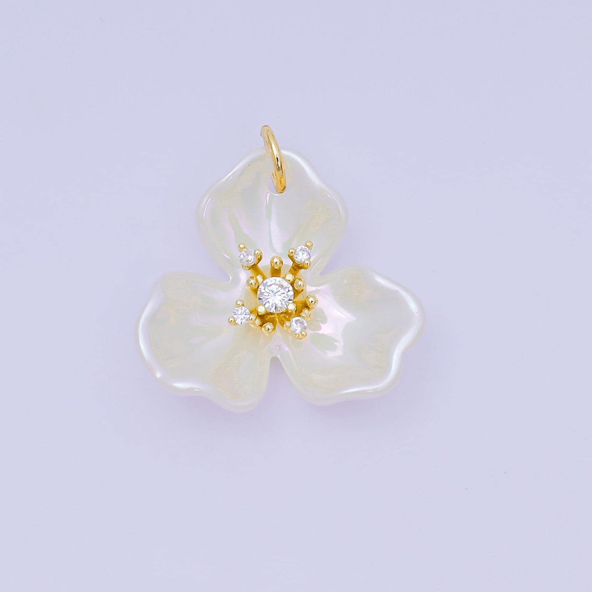 White Resin Flower Charm for Necklace Earring or DIY Jewelry Making N-151