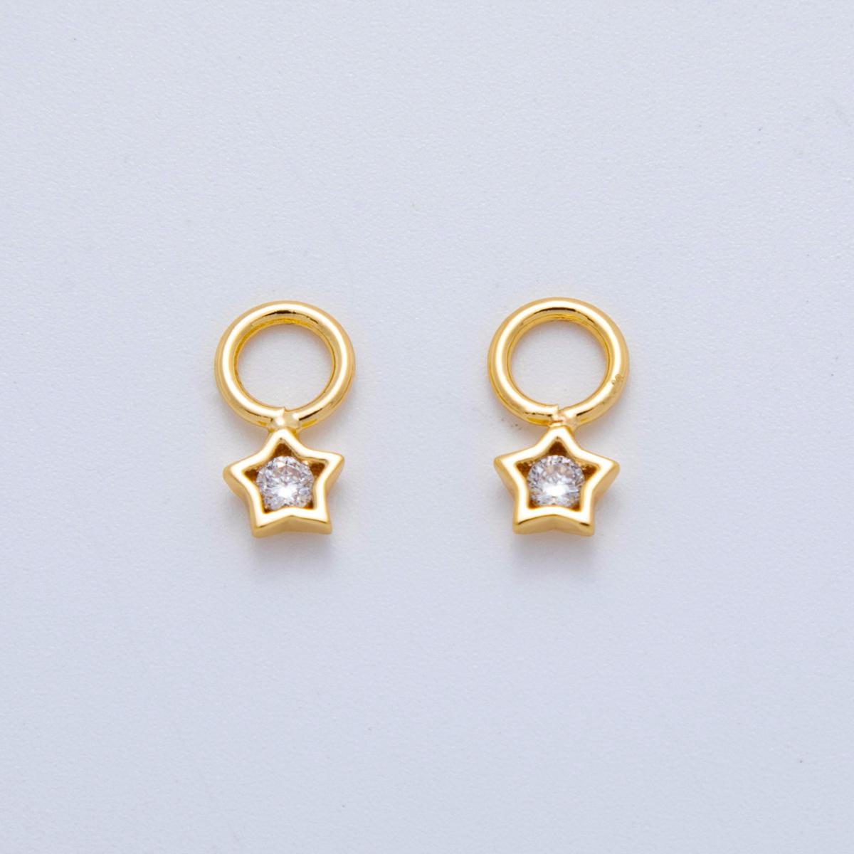 18K Gold Filled Star CZ Bezel Add-On Drop Earring Charm | AF763