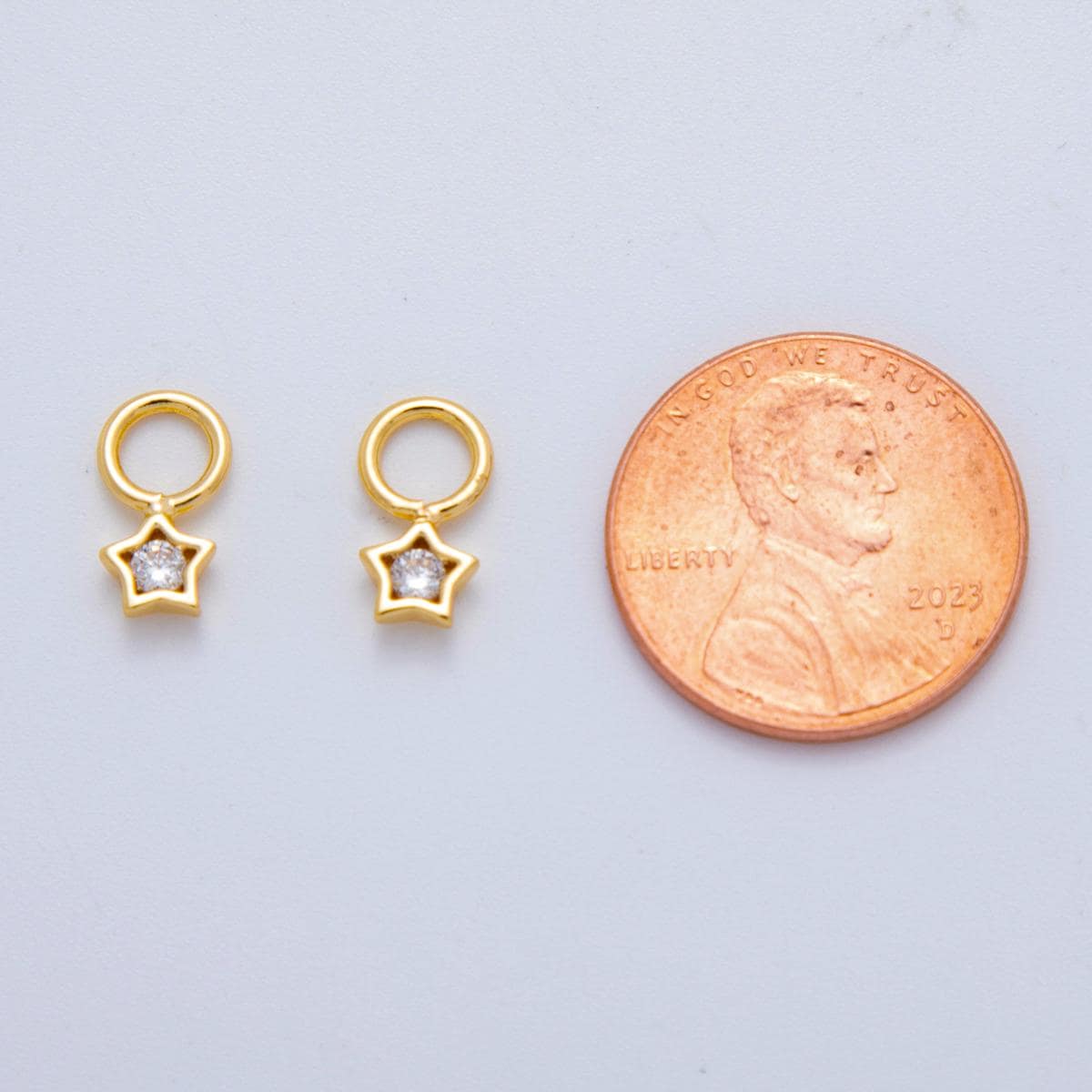 18K Gold Filled Star CZ Bezel Add-On Drop Earring Charm | AF763